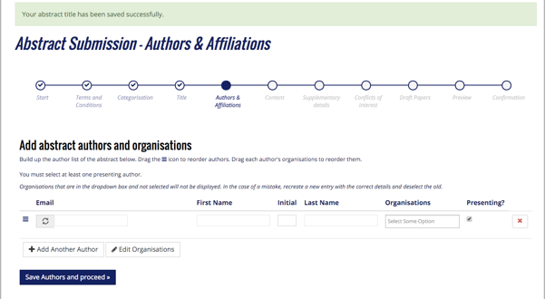 Abstract submissions authors