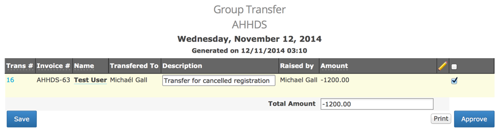 "Approve Group Transfer"